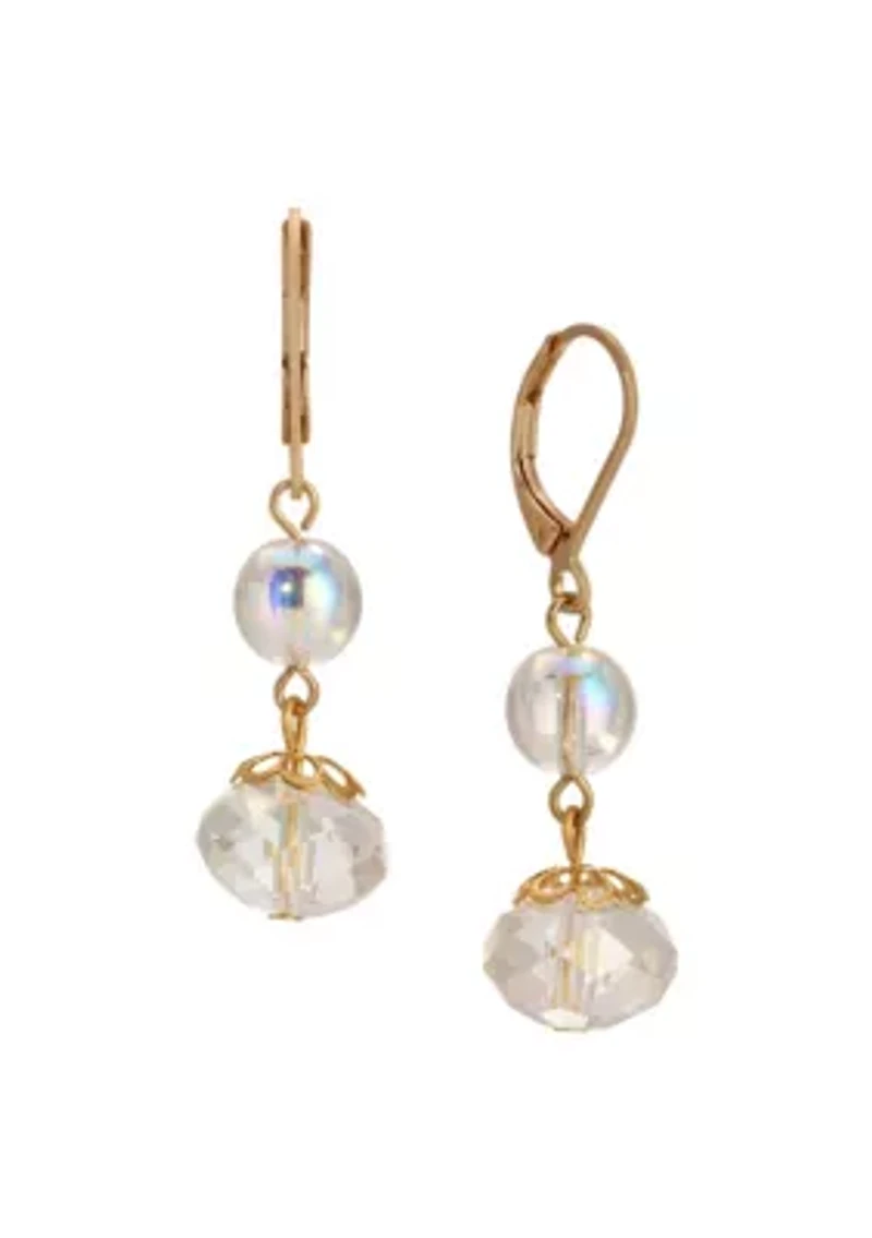 Round Crystal AB Double Drop Earrings