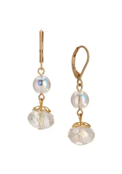 Round Crystal AB Double Drop Earrings