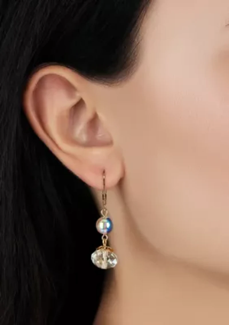 Round Crystal AB Double Drop Earrings