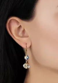 Round Crystal AB Double Drop Earrings
