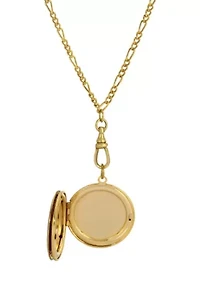 Gold Tone Pink Flower Decal Locket Necklace 28