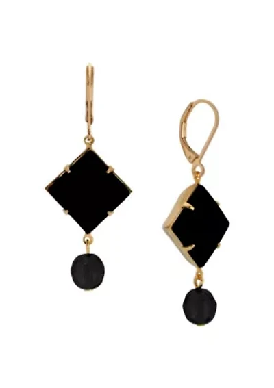 Square Semi-Precious Drop Earrings