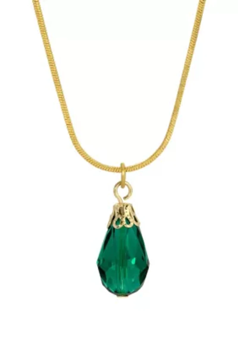 Gold Tone Teardrop Bead Necklace 15
