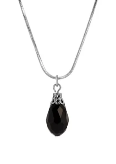 Silver Tone Teardrop Bead Necklace 16