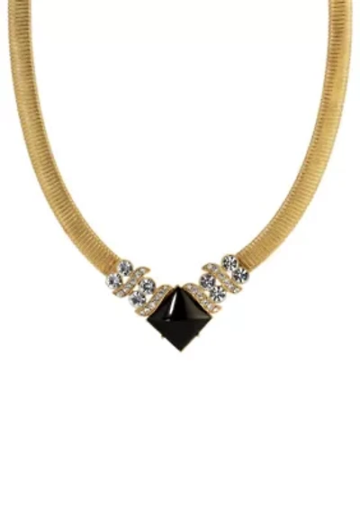 Black Onyx Crystal Necklace 16" Adj.