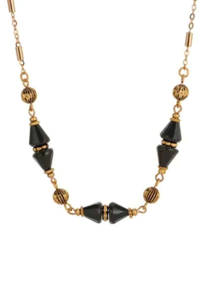 Gold Tone Bead Collar Necklace 16