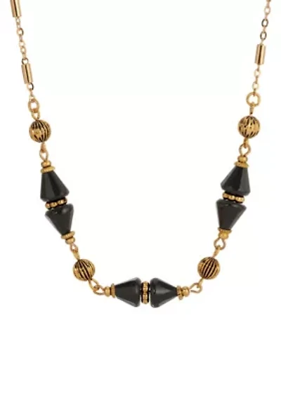 Gold Tone Bead Collar Necklace 16