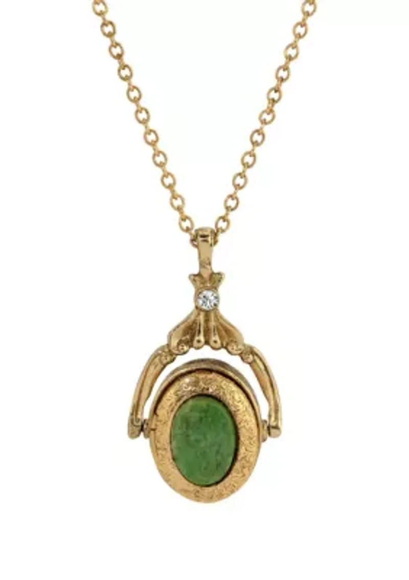 Oval Jade Double Locket Necklace 28"