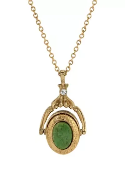 Oval Jade Double Locket Necklace 28"