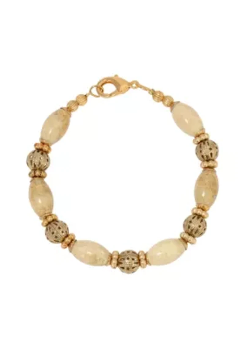 Gold Tone Color Bead Stretch Bracelet