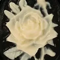 Pewter Black & White Flower Whistle Necklace 28"