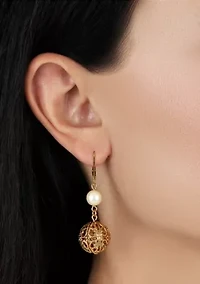 Faux Pearl Filigree Bead Drop Earrings