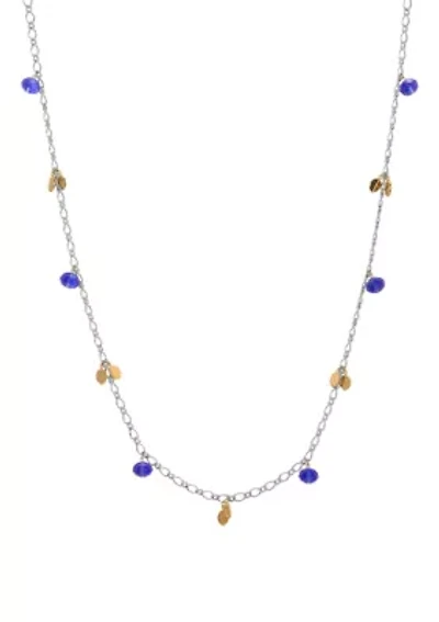 Silver Tone Charm & Bead Necklace 40