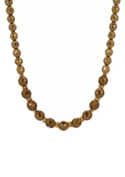 Gold Tone Bronze Bead Necklace 16" Adj.