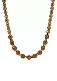 Gold Tone Bronze Bead Necklace 16" Adj.