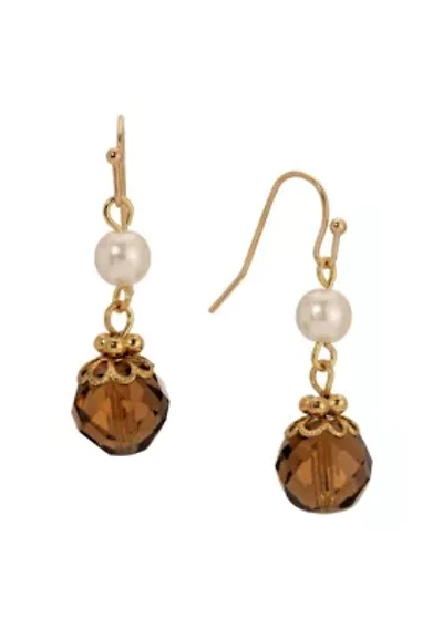 Faux Pearl Topaz double drop earrings