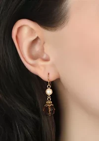 Faux Pearl Topaz double drop earrings