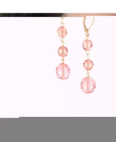 Gold Multi Color Round Bead Drop Earrings