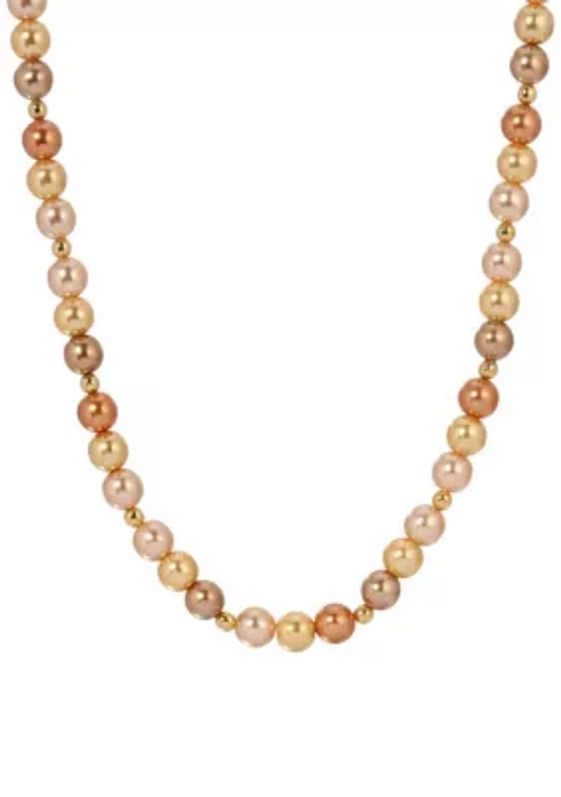 Multi Color Round Bead Necklace 17" Adj.