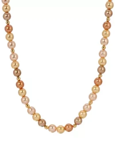 Multi Color Round Bead Necklace 17" Adj.