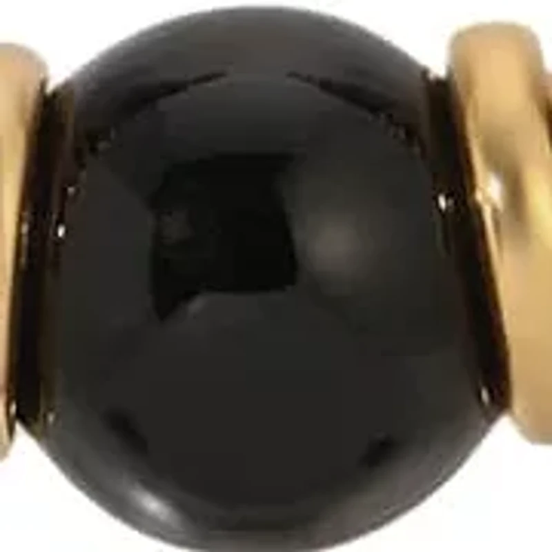 Gold Tone Black & Gold Beads Necklace 16" Adj.