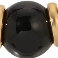 Gold Tone Black & Gold Beads Necklace 16" Adj.