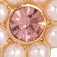 Pink Butterfly Round Faux Pearl Earrings
