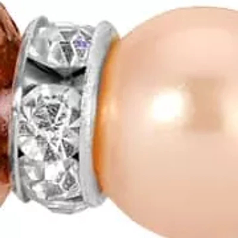 Copper Tone Faux Pearl & Filigree Bead Bracelet