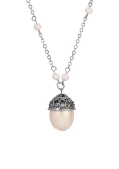 Faux Pearl Bead Drop Necklace 20"