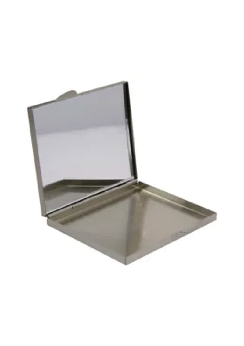 Pewter Tone Blue Enamel Butterfly Compact Mirror