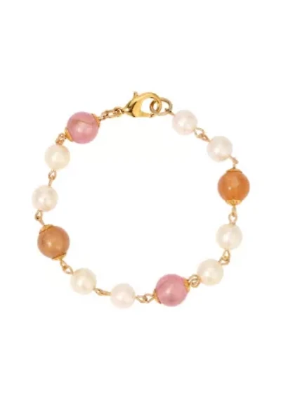 Faux Pearl Pink Peach Beaded Bracelet