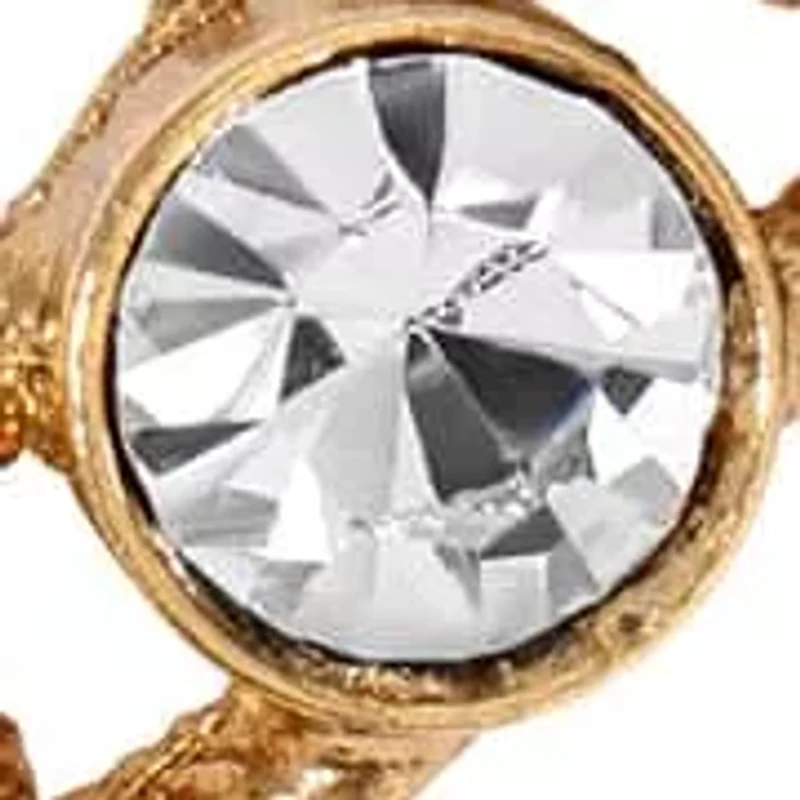 Gold Tone Clear Crystal & Paws Link Bracelet