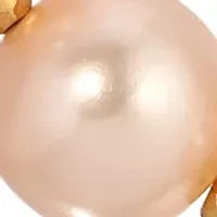 Gold Tone Peach Faux Pearl Beaded Necklace 15" Adj.