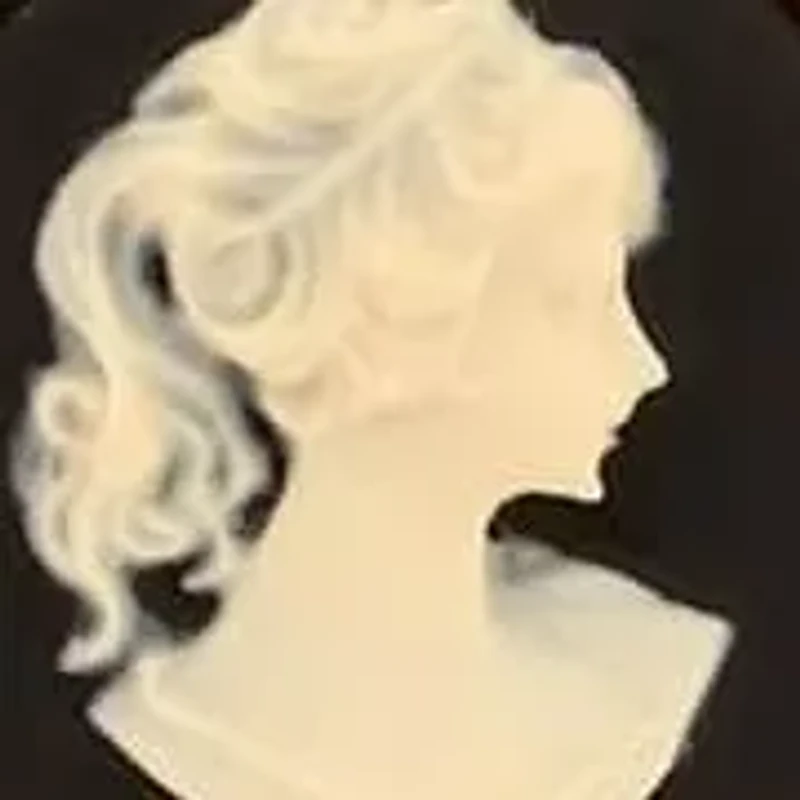 Gold Tone Filigree & Black Cameo Necklace 16" Adj.