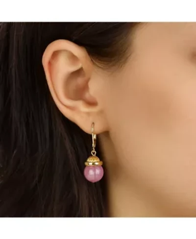 Gold Tone Bead Drop Leverback Earring