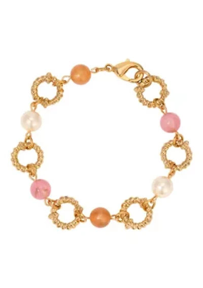 Multi-Color Faux Pearl Bead Bracelet