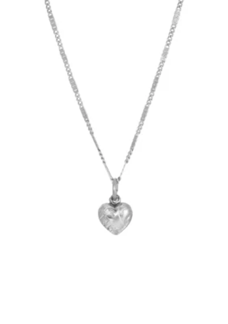 Silver Tone Small Heart Necklace 15"
