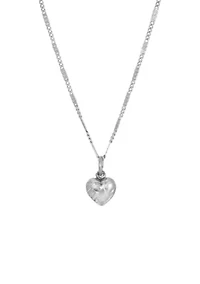 Silver Tone Small Heart Necklace 15"