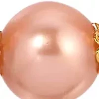 Gold Tone Pink Faux Pearl Bead Necklace 18"