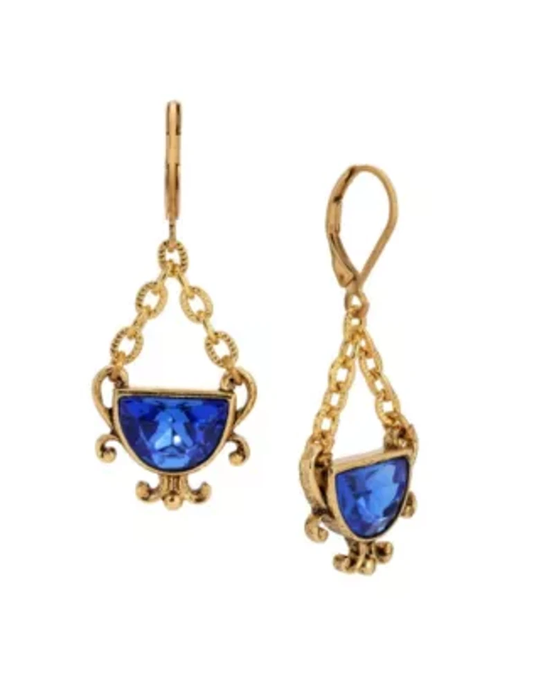 Gold Tone Half Moon Chain Drop Earring