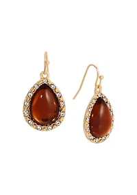 Gold Tone Topaz Teardrop Wire Earrings