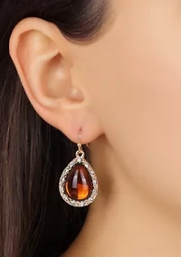 Gold Tone Topaz Teardrop Wire Earrings