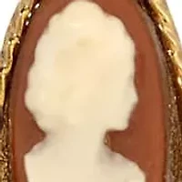 Carnelian Cameo Faux Pearl Necklace 15"A