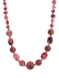 Silver Tone Purple Bead Necklace 15" Adj.