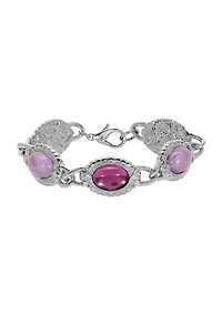 Silver Tone Oval Purple Bracelet