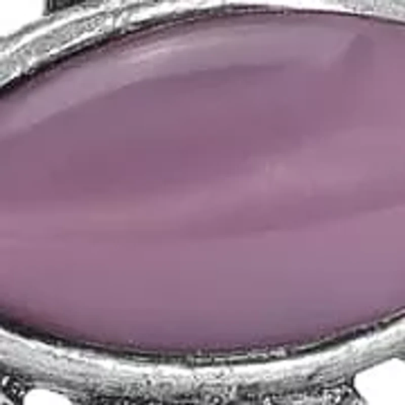 Silver Tone Oval Purple Moonstone Bracelet