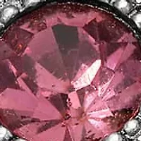 Silver Tone Oval Purple Moonstone Flower Brooch