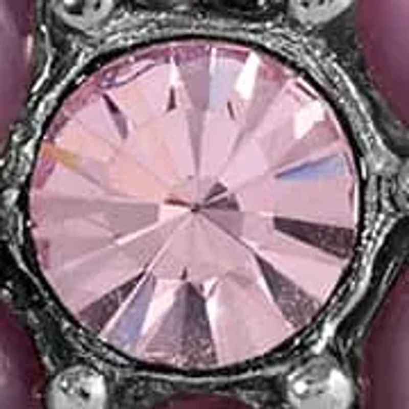 Silver Tone Purple Flower Button Earrings