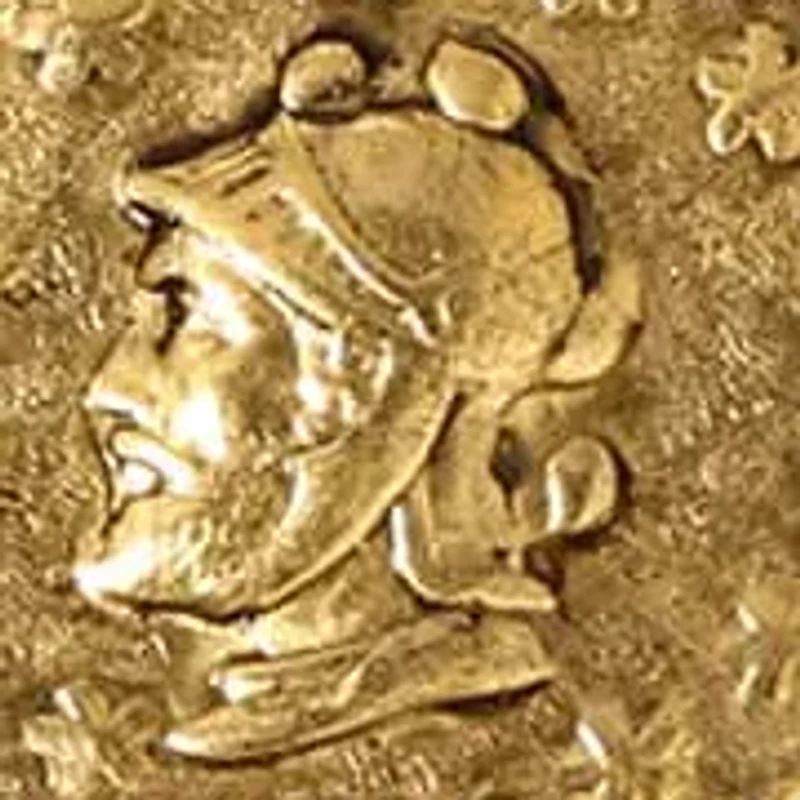 Gold Tone Coin White Faux Pearl Necklace 16" Adj.