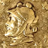 Gold Tone Coin White Faux Pearl Necklace 16" Adj.